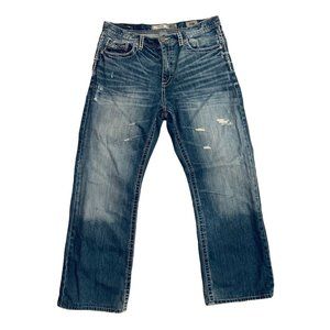 BKE BUCKLE Tyler Mens jeans Distressed Destroyed Flip Back Pocket 34R 34 x 29